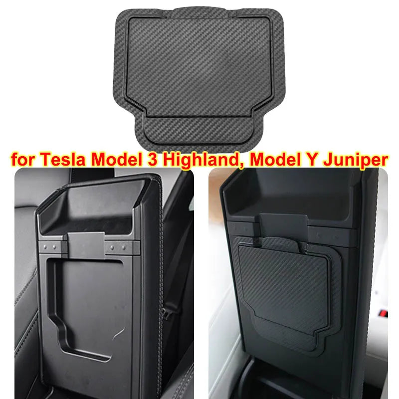 for Tesla Model Y Juniper 2025 Armrest Box Hidden Storage Organizer Box Carbon Fiber Pattern New Model 3 Highland Accessories