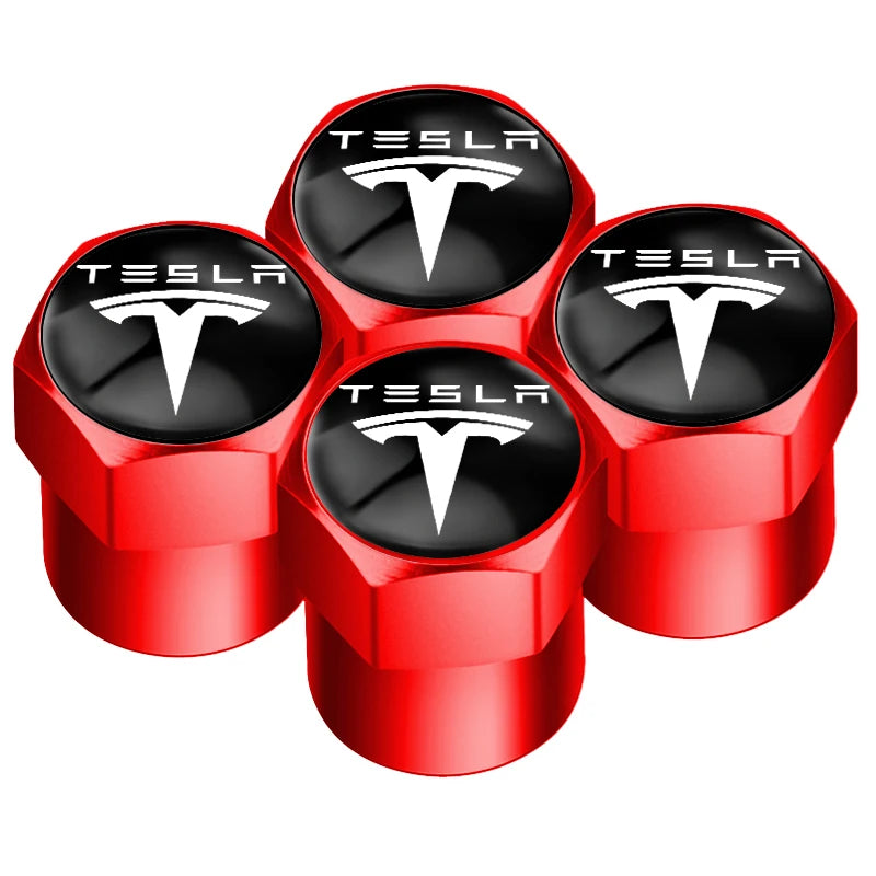 4pcs Aluminum Alloy Car Wheel Tire Valve Caps Tyre Rim Stem Covers For Tesla model 3 model X Y style Roadster MODEL S