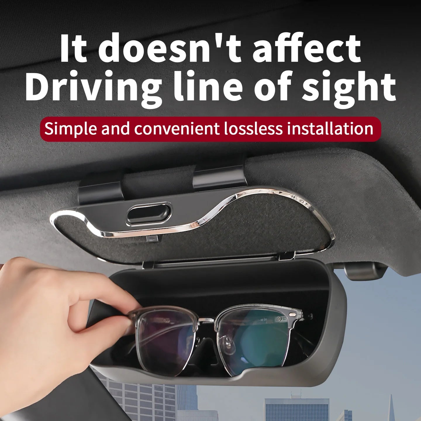For Tesla Model 3 Model Y Model S Model X Cybertruck Roadsrer Car Suede Sunglasses Box Eyeglasses Storage Box Visor Glasses Clip