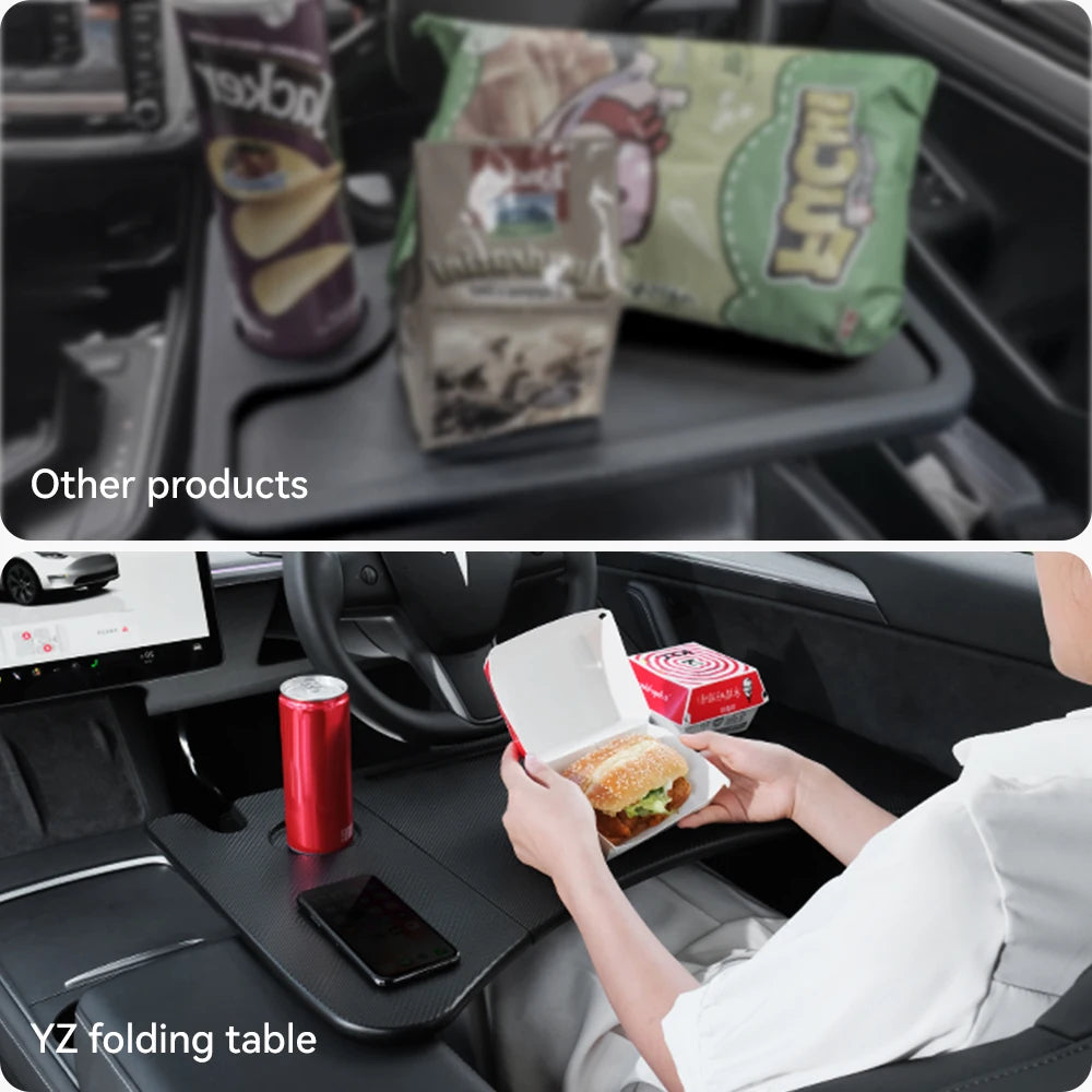 YZ Table Desk For Tesla Model 3 2024 Car Steering Wheel Laptop Tray Food Desk Portable Office Table for Tesla Model3 2022 ModelY