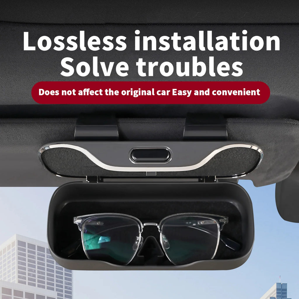 For Tesla Model 3 Model Y Model S Model X Cybertruck Roadsrer Car Suede Sunglasses Box Eyeglasses Storage Box Visor Glasses Clip