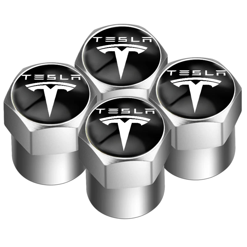 4pcs Aluminum Alloy Car Wheel Tire Valve Caps Tyre Rim Stem Covers For Tesla model 3 model X Y style Roadster MODEL S
