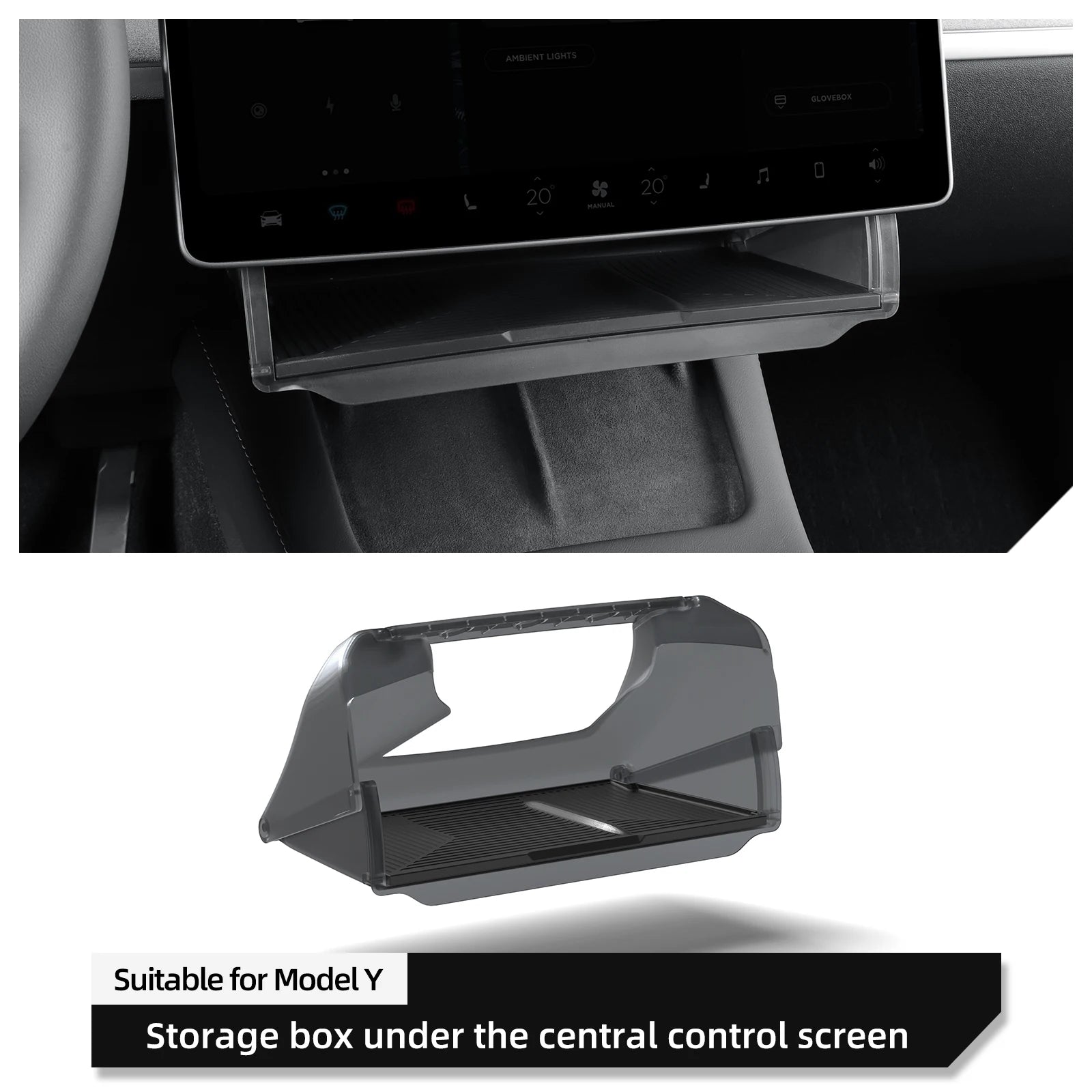For Tesla Model Y 2024 Car Storage Box Hidden Storage Organizer Case Tray Under The Central Control Screen Model 3 2021-2022