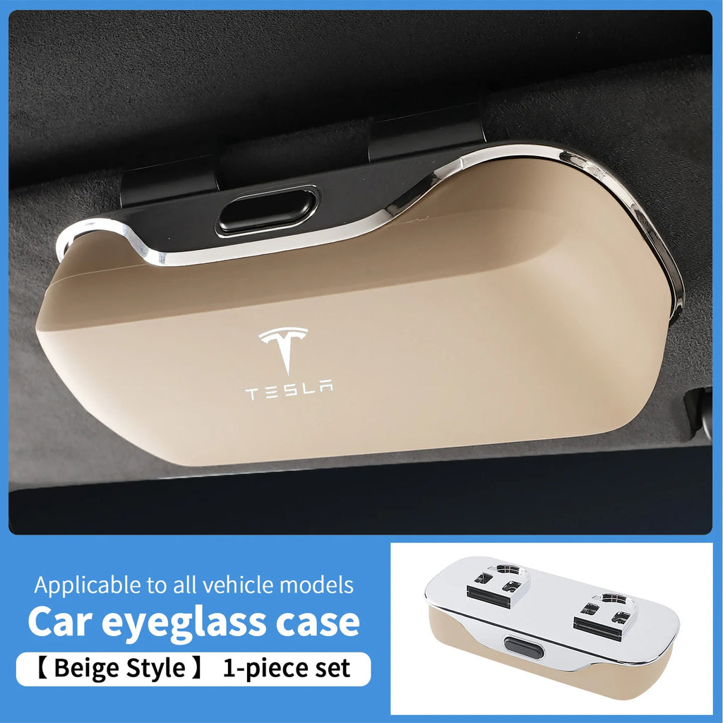 For Tesla Model 3 Model Y Model S Model X Cybertruck Roadsrer Car Suede Sunglasses Box Eyeglasses Storage Box Visor Glasses Clip