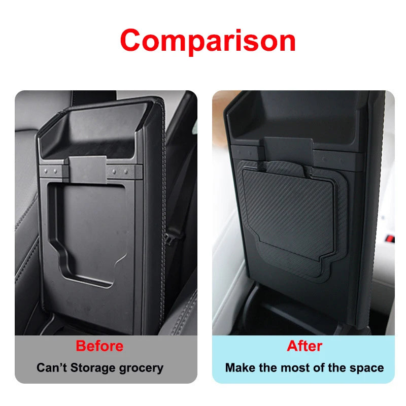 for Tesla Model Y Juniper 2025 Armrest Box Hidden Storage Organizer Box Carbon Fiber Pattern New Model 3 Highland Accessories
