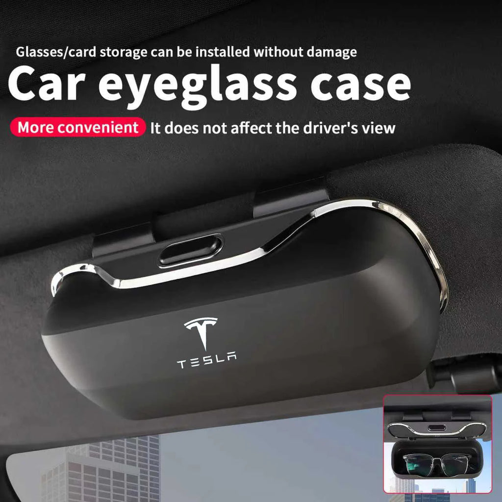 For Tesla Model 3 Model Y Model S Model X Cybertruck Roadsrer Car Suede Sunglasses Box Eyeglasses Storage Box Visor Glasses Clip