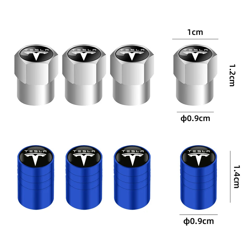 4pcs Aluminum Alloy Car Wheel Tire Valve Caps Tyre Rim Stem Covers For Tesla model 3 model X Y style Roadster MODEL S