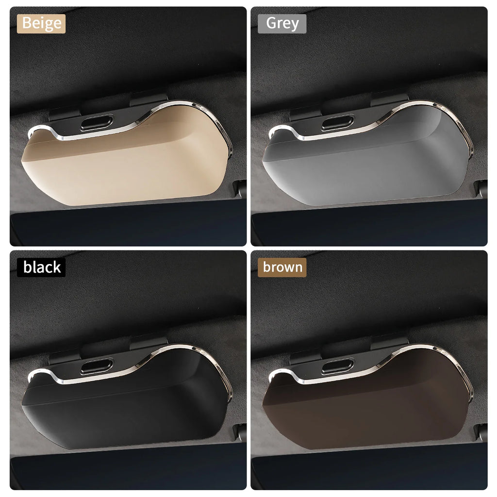 For Tesla Model 3 Model Y Model S Model X Cybertruck Roadsrer Car Suede Sunglasses Box Eyeglasses Storage Box Visor Glasses Clip